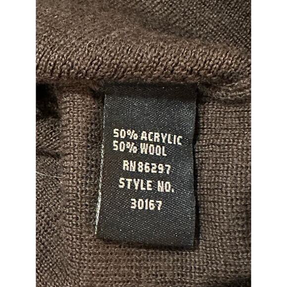 BCBGMaxazria Sz L‎ Dolman Kimono Scallop Sleeve Wool Wrap Sweater Zig Zag Retro - Picture 4 of 11